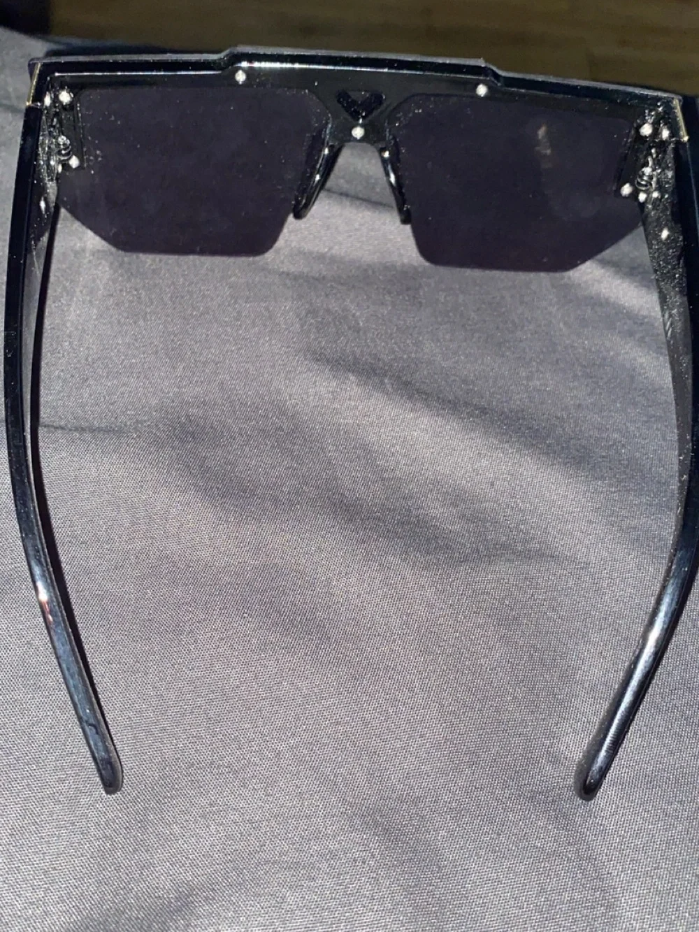 Versace Black Shield Sunglasses with Gold Trim